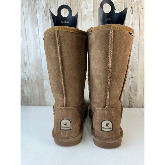 Bearpaw Emma Short Snow Boot Womens Size 9 Tan Brown Wool Shearling Fleece Lined - Picture 5 of 8